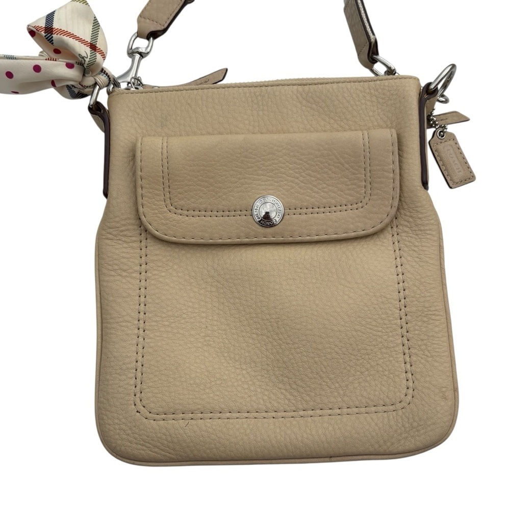 Coach Cream Pebbles Leather Crossbody Bag Adjustable Strap Purse - Picture 2 of 11
